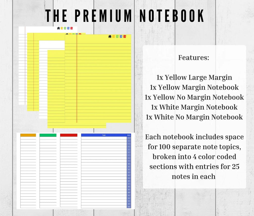 Hyperlinked White and Yellow Notebooks